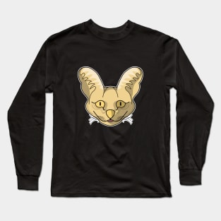 brown serval cat face cartoon Long Sleeve T-Shirt